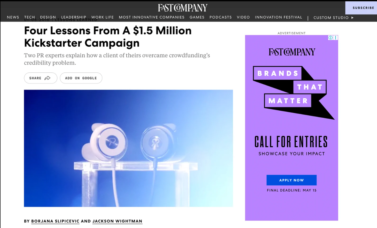 Fast Company article by Borjana Slipicevic and Jackson Wightman