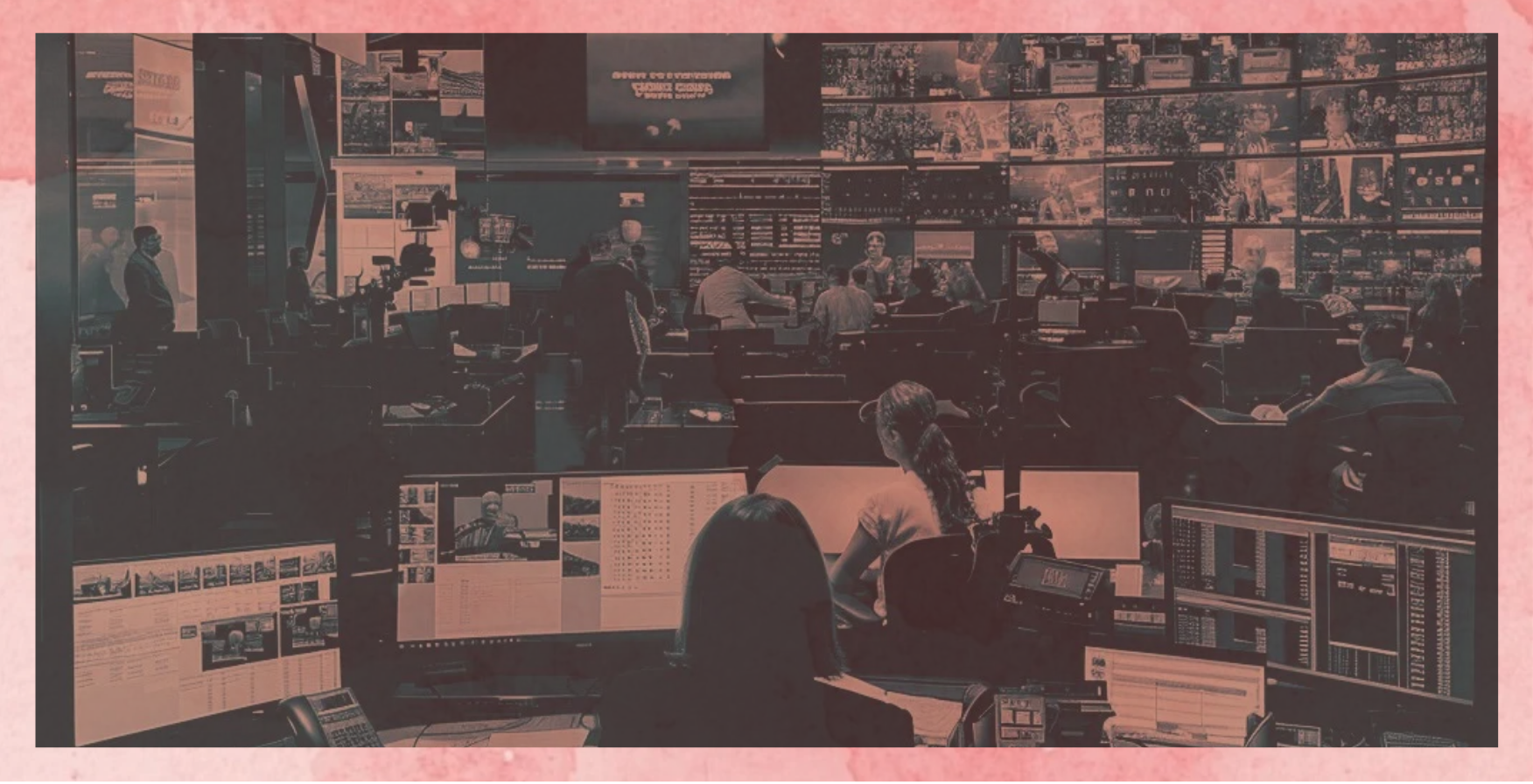 Newsroom and media production environment representing earned media