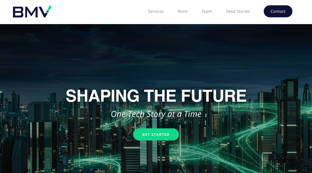 BMV technology PR agency website, featured in our comparison of the best PR agencies for tech startups in 2026.