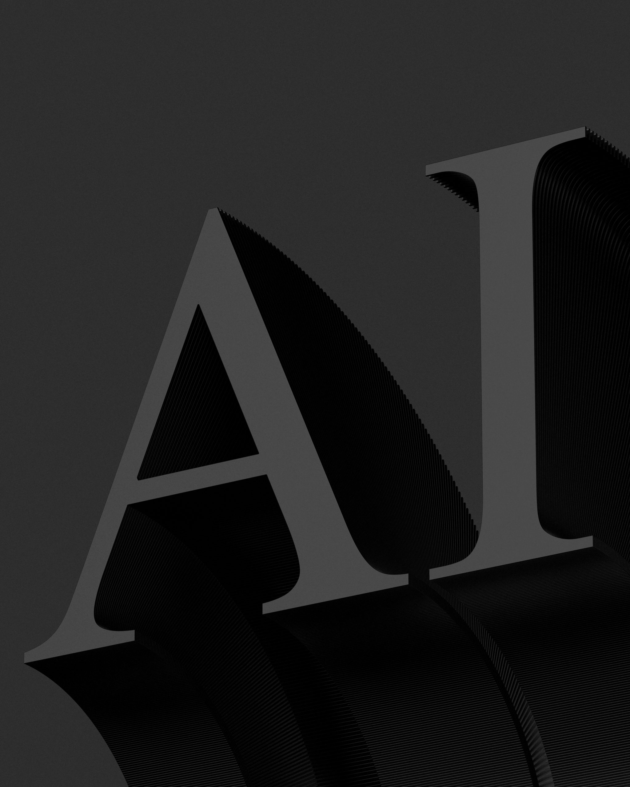 Abstract black-and-white AI typography representing the content formats AI models cite for consumer tech brands, including research, reviews and earned media.
